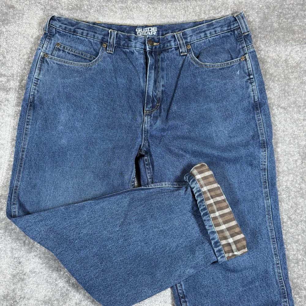 Guide Gear Jeans Men's 40x32 Blue Denim Straight Leg Flannel Lined Outdoor